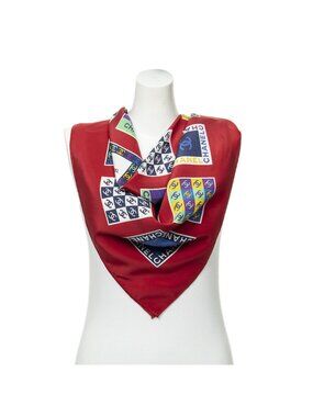Chanel Scarf Red Silk